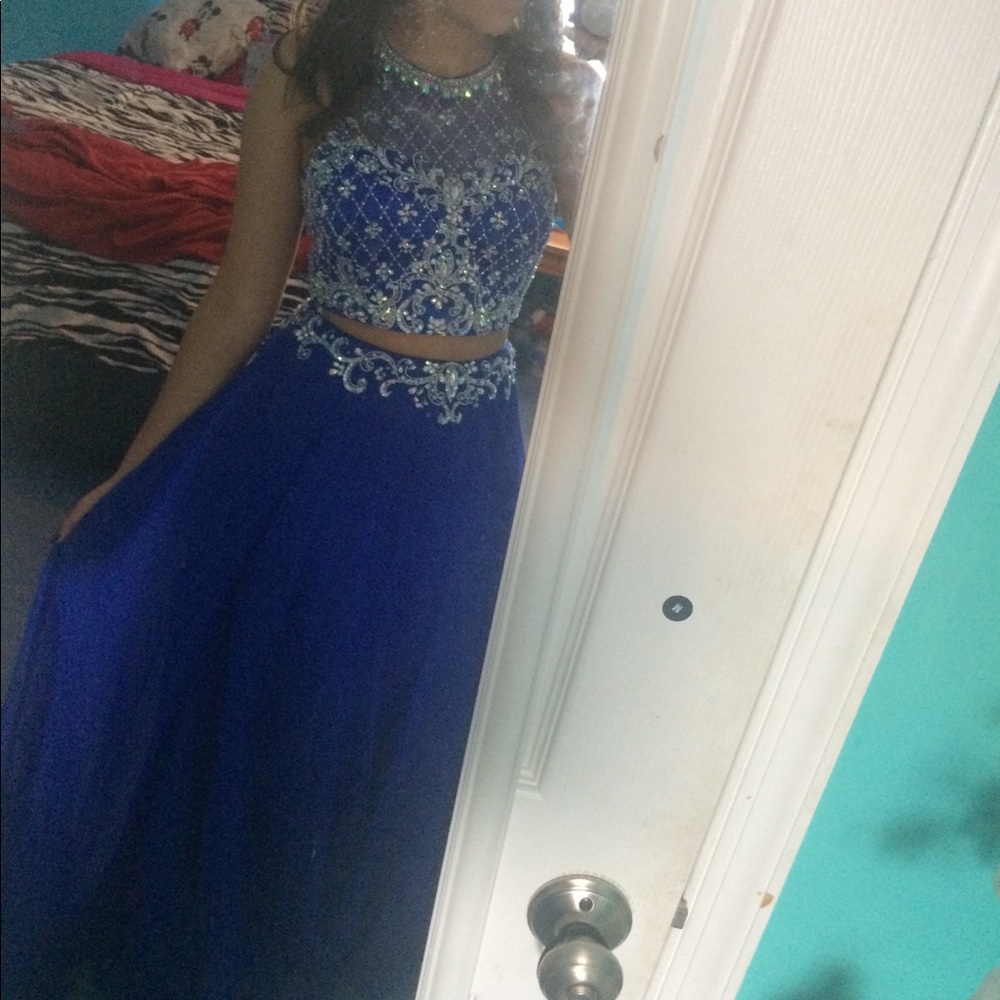 Blue, Sparkly, 2 Piece, Prom dress